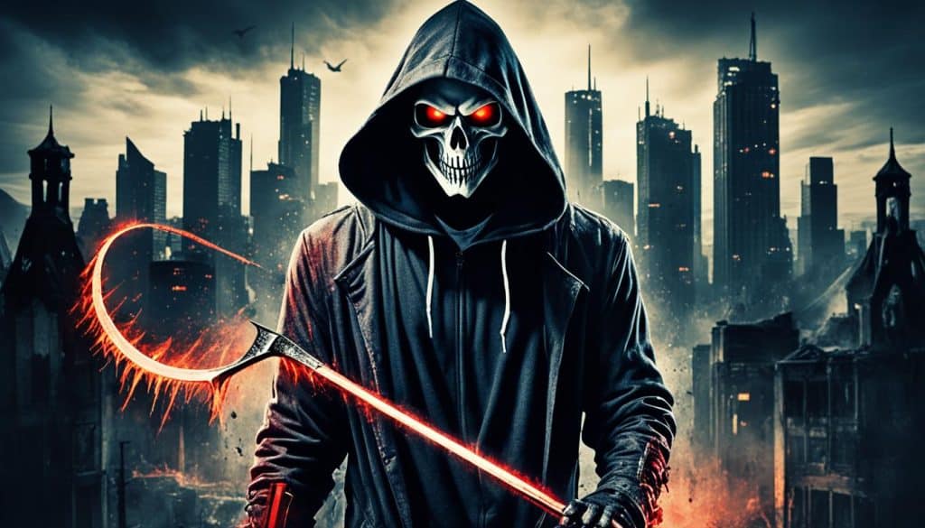 grungy, hoodie-sporting grim reaper